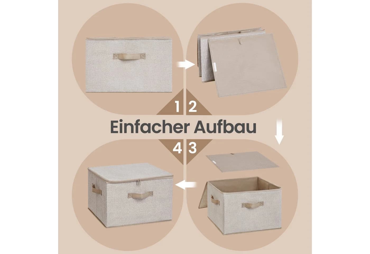 SONGMICS Aufbewahrungsbox 3er Set Beige mit Deckel und Griffen - Bild 4