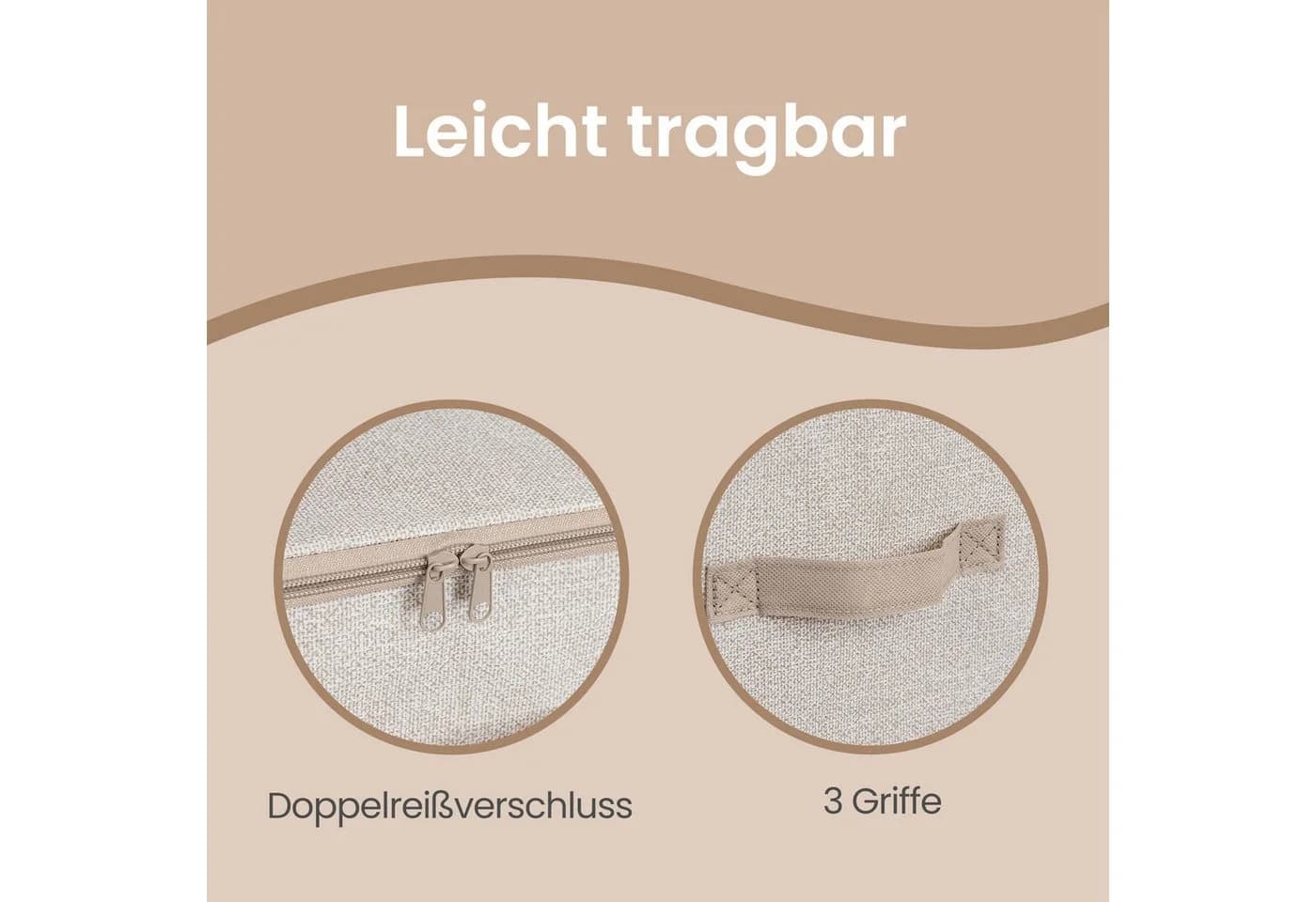 SONGMICS Aufbewahrungsbox 3er Set Beige mit Deckel und Griffen - Bild 5