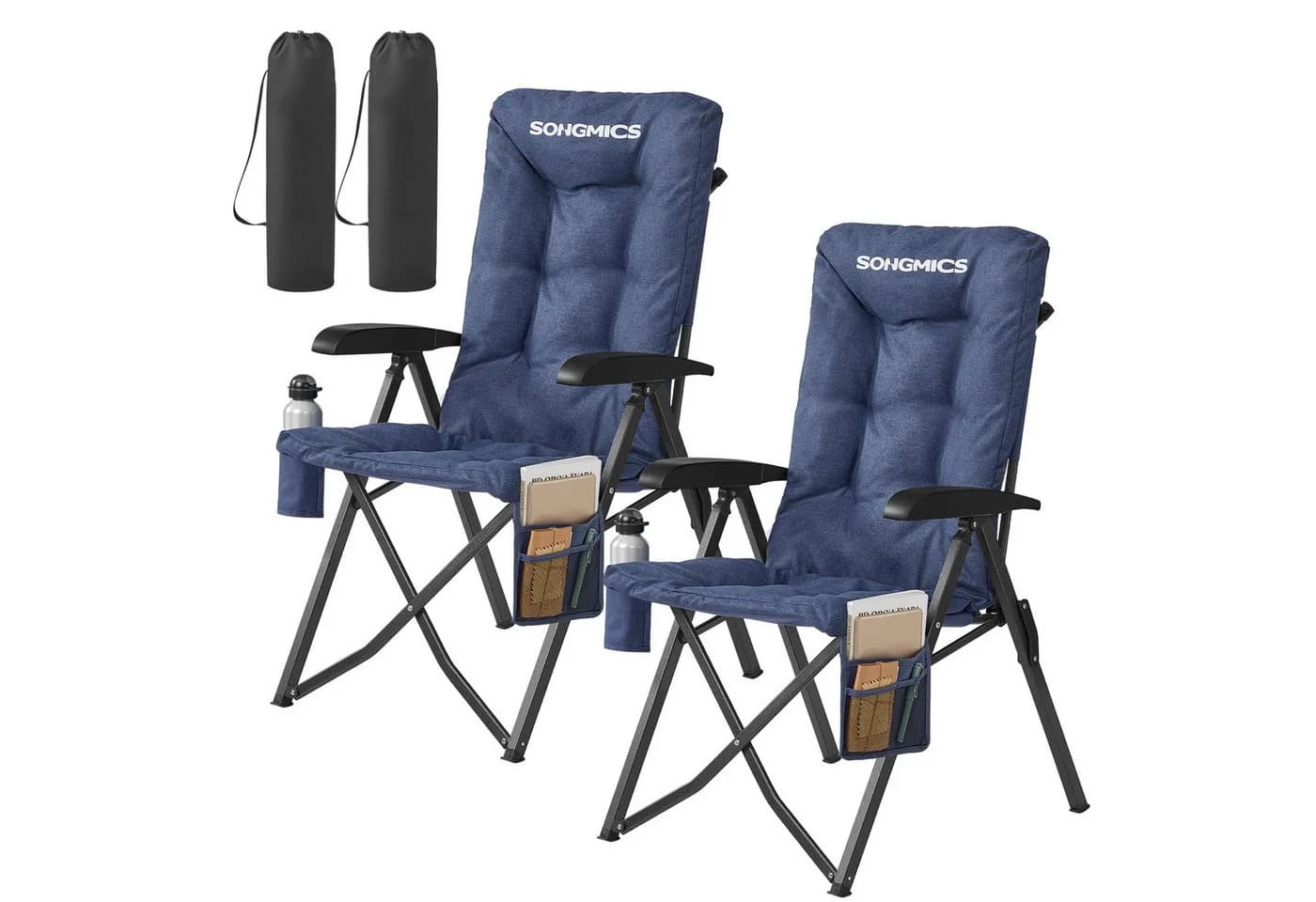 SONGMICS Campingstuhl Blau Verstellbare Rückenlehne mit Polsterung - Bild 2