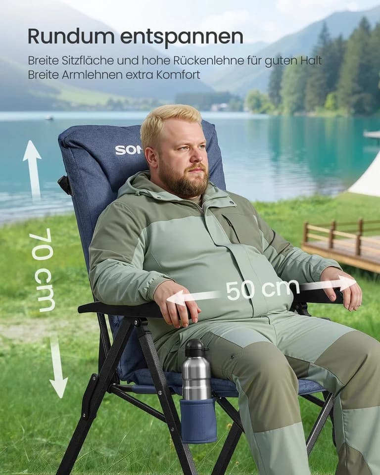 SONGMICS Campingstuhl Blau Verstellbare Rückenlehne mit Polsterung - Bild 5