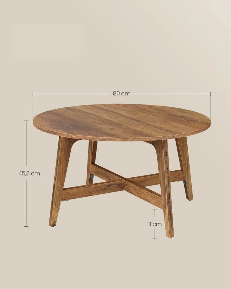 VASAGLE Couchtisch rund Braun Ø 80 cm modern skandinavisch - Bild 4