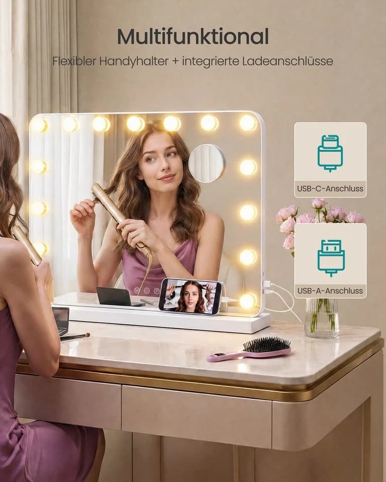 SONGMICS Schminkspiegel mit 10-fach Vergrößerung und LED-Beleuchtung - Bild 4