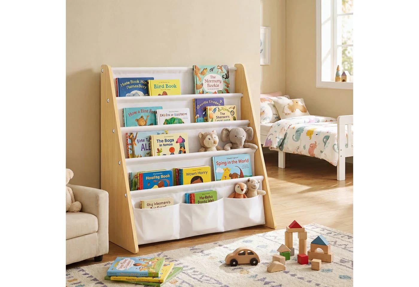 SONGMICS Kinderregal 4 Ebenen Gelb/Weiß - Bild 3