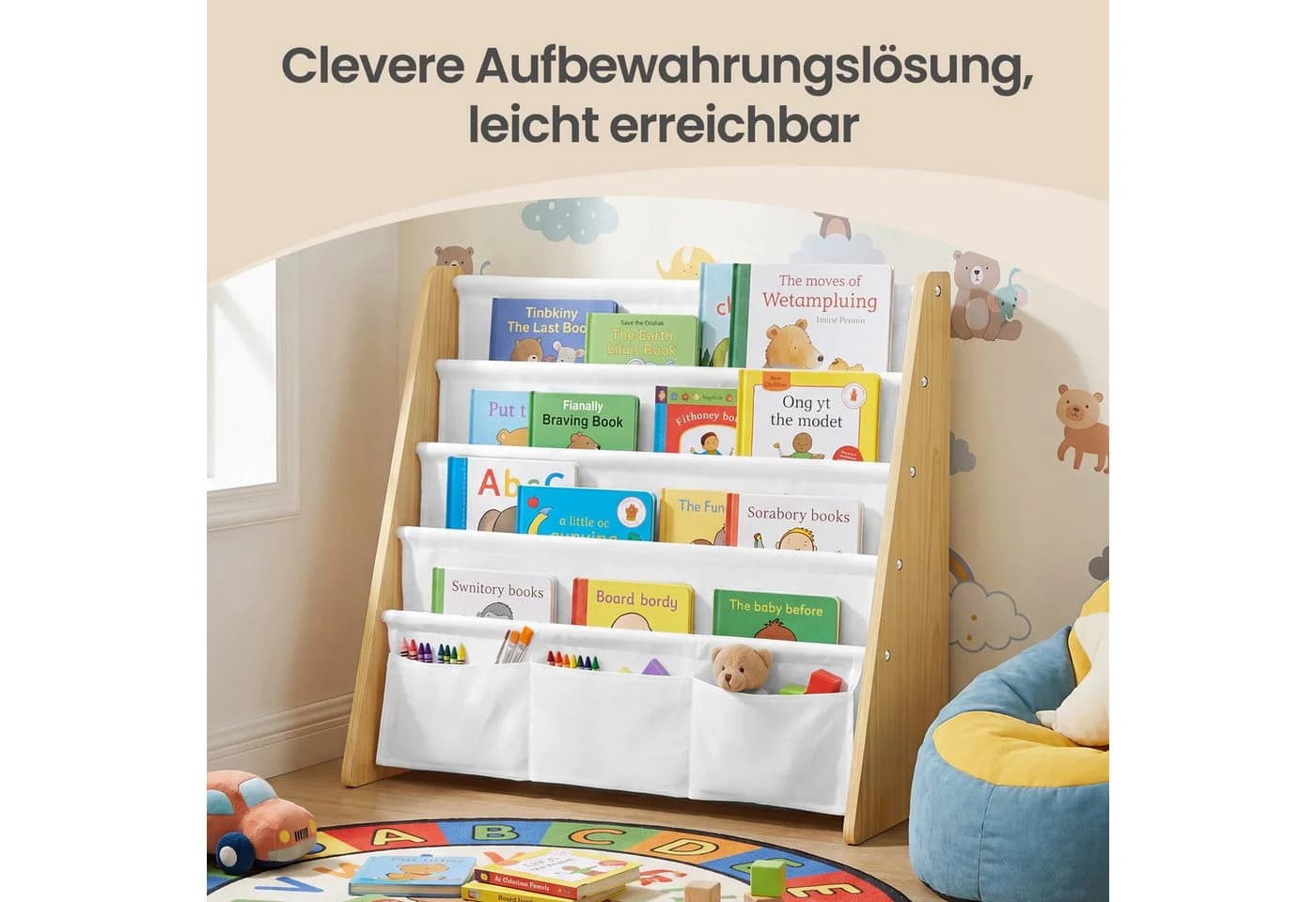 SONGMICS Kinderregal 4 Ebenen Gelb/Weiß - Bild 4