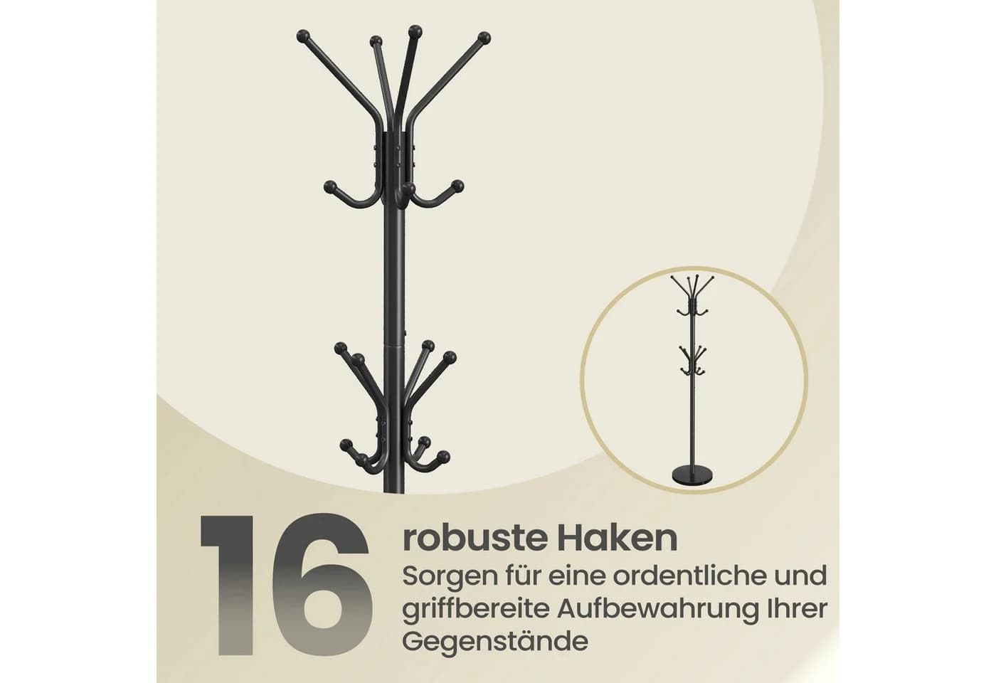 SONGMICS Garderobenständer Schwarz Stahl Marmorfuß - Bild 4