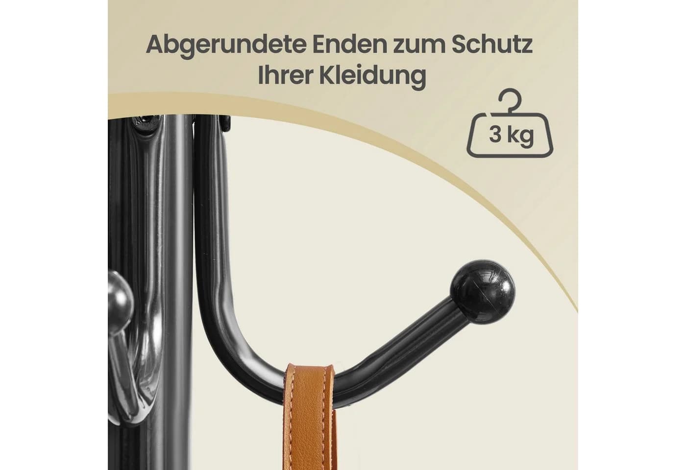 SONGMICS Garderobenständer Schwarz Stahl Marmorfuß - Bild 5