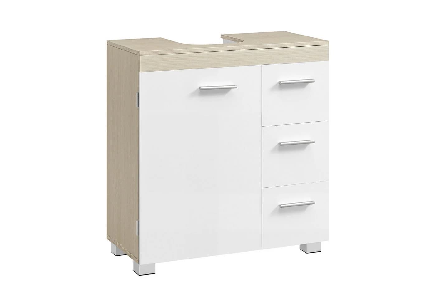 VASAGLE Badschrank mit 3 Schubladen und 2 Fächern Milchkaffee - Bild 2