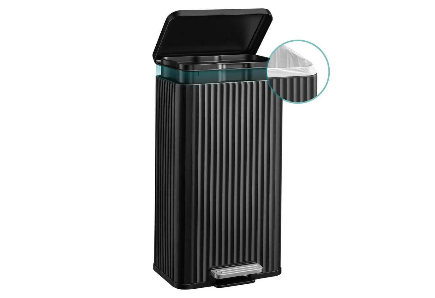 SONGMICS Mülleimer Küche 30L mit Fußpedal und Softclose Schwarz - Bild 2