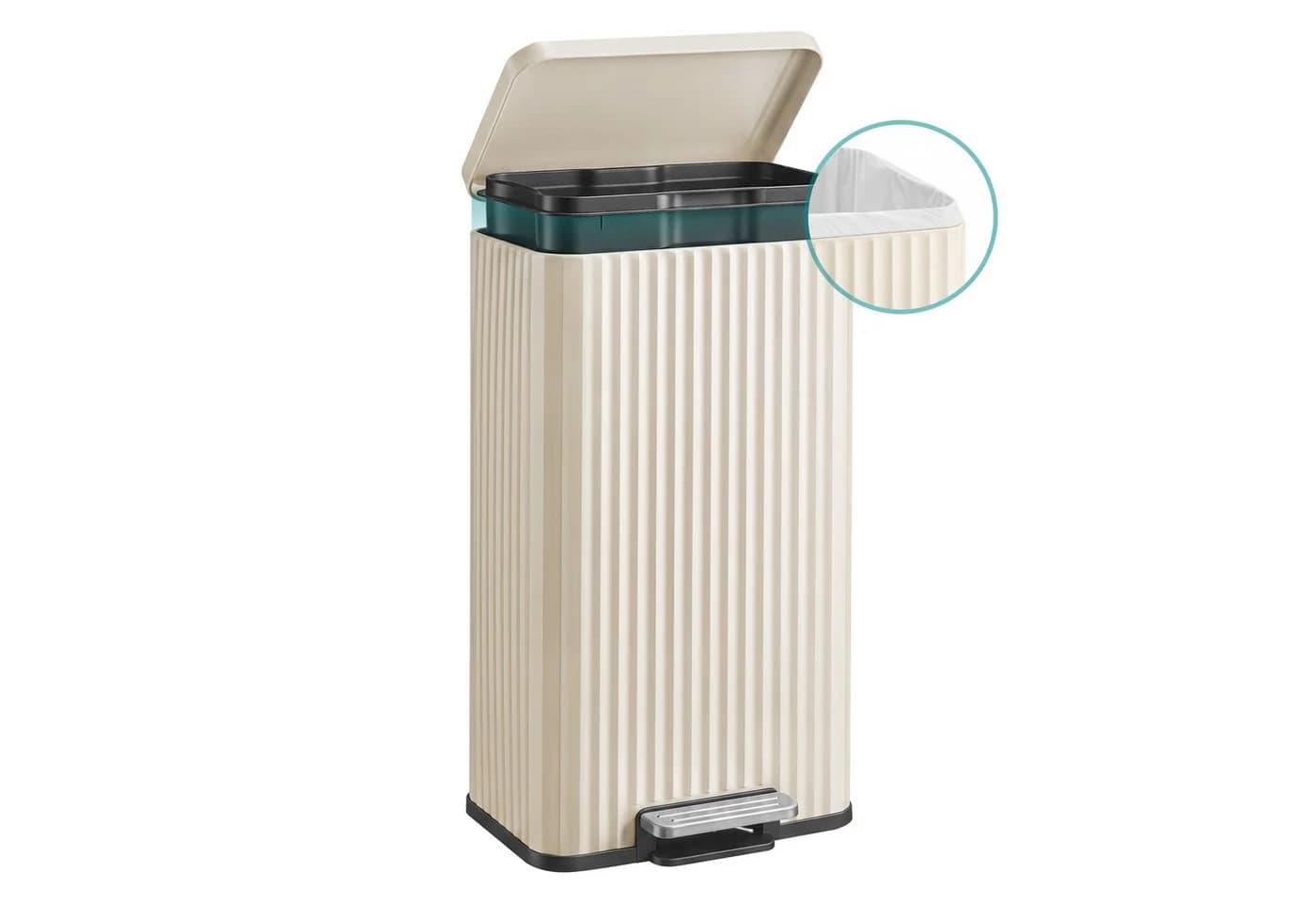 SONGMICS Mülleimer Küche 30L mit Deckel und Pedal Softclose Beige - Bild 2