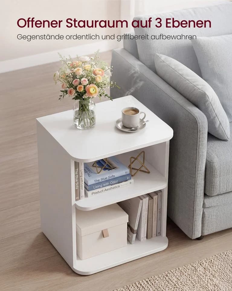 VASAGLE Nachttisch 2er Set Wolkenweiß 3 Ebenen Werkzeuglos - Bild 5