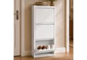 VASAGLE Schuhschrank 3 Klappen Weiß Stahl Bild 2