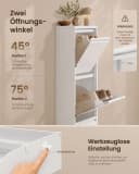 VASAGLE Schuhschrank 3 Klappen Weiß Stahl Bild 5