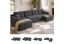 VASAGLE Wohnlandschaft U-Form 6-Sitzer Cord Sofa Grau Bild 1