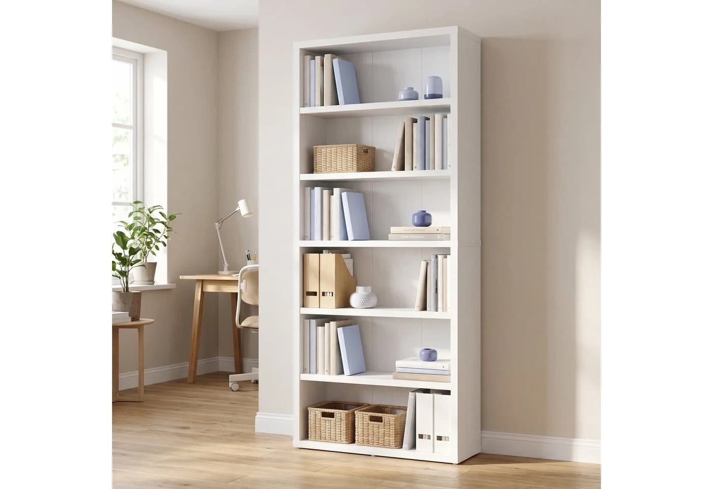 VASAGLE Bücherregal 6 Ebenen Wolkenweiß Verstellbare Böden