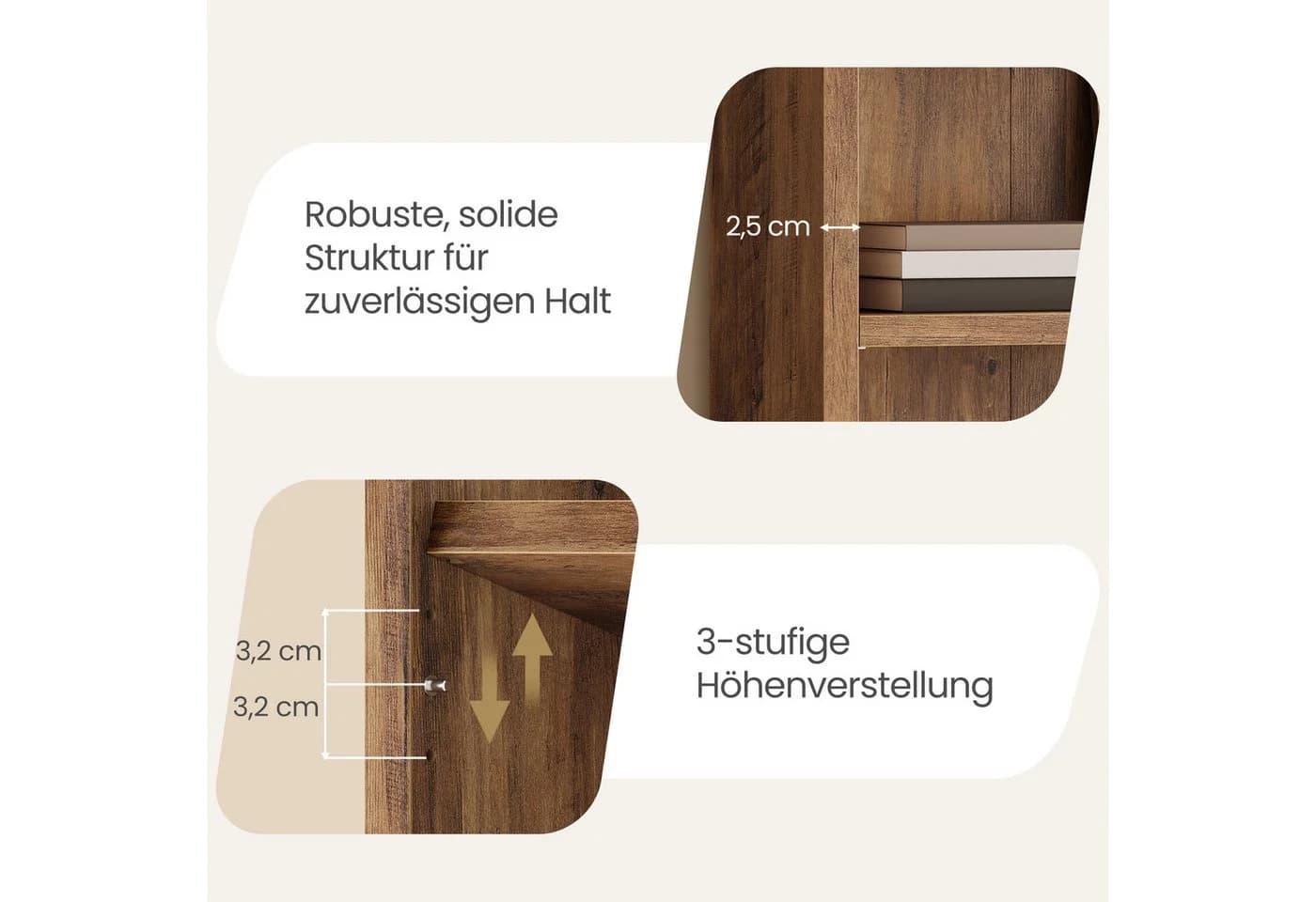 VASAGLE Bücherregal Standregal 6 Ebenen Gelbbraun Modern - Bild 5