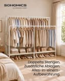 SONGMICS Kleiderständer Weiß mit Doppelstange und Ablagen Bild 1