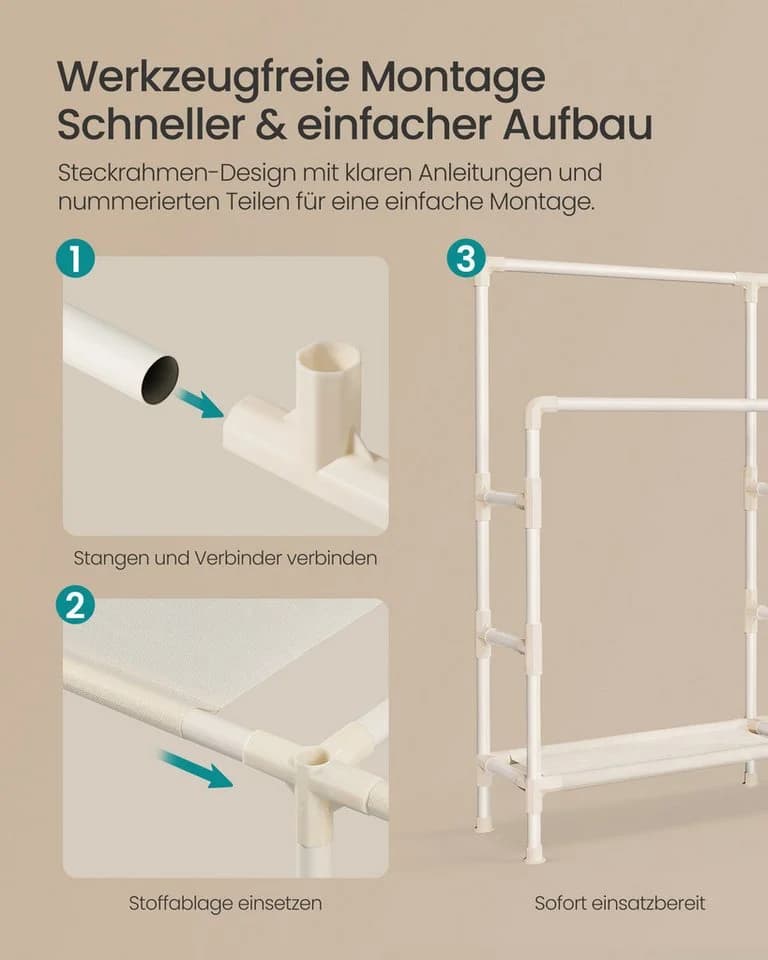 SONGMICS Kleiderständer Weiß mit Doppelstange und Ablagen - Bild 5