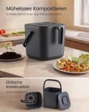 SONGMICS Biomülleimer mit Deckel und Griff, 4L/7L, Grau/Schwarz Bild 3