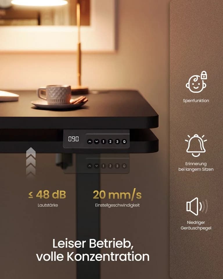 VASAGLE Höhenverstellbarer Schreibtisch Schwarz mit Memory-Funktion - Bild 5