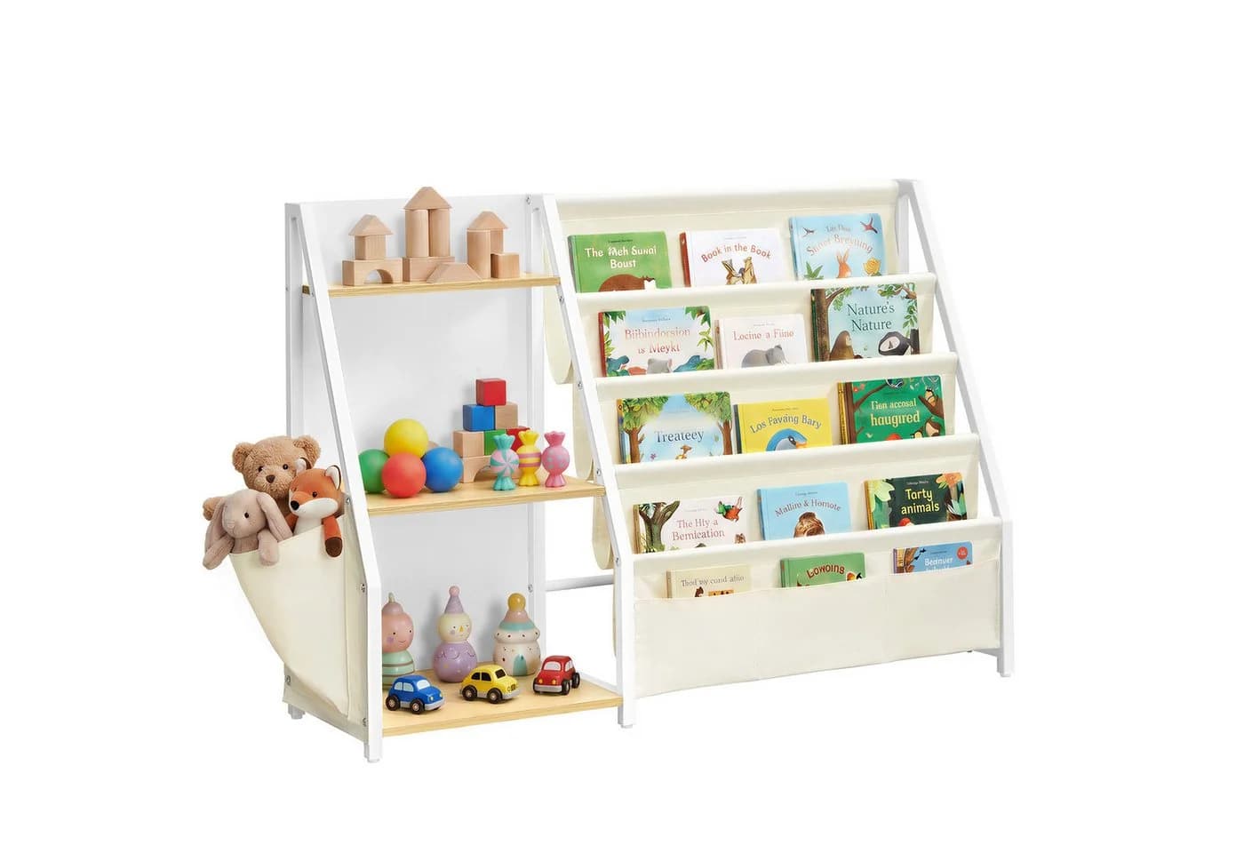 SONGMICS Bücherregal Kinder Spielzeugtruhe mit Seitentasche Herbstgelb - Bild 2