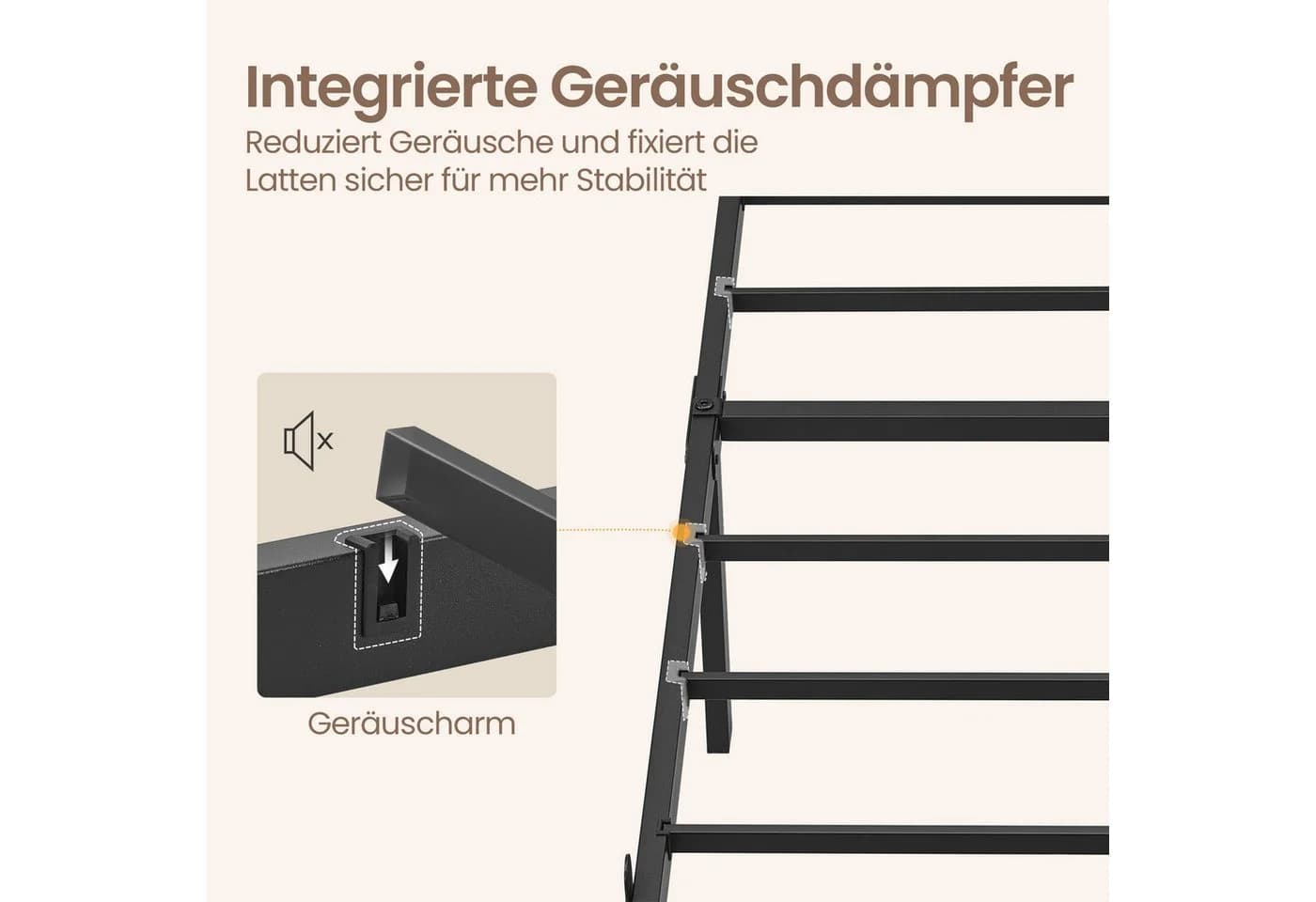 VASAGLE Doppelbettgestell 140x200 cm mit LED-Beleuchtung und USB-Anschlüssen - Bild 5