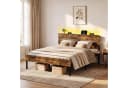 VASAGLE Doppelbettgestell 160x200 cm mit LED, USB & Stauraum Bild 1