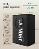 SONGMICS Wäschekorb 2er Set 80 L Faltbar Schwarz Bild 3