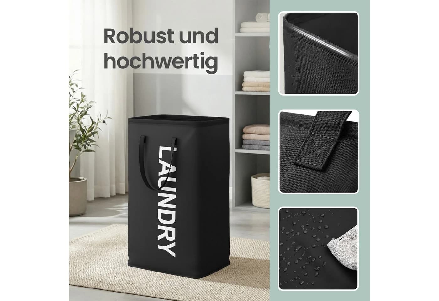 SONGMICS Wäschekorb 2er Set 80 L Faltbar Schwarz - Bild 5