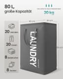 SONGMICS Wäschekorb Grau 80L Faltbar mit Griff Bild 3