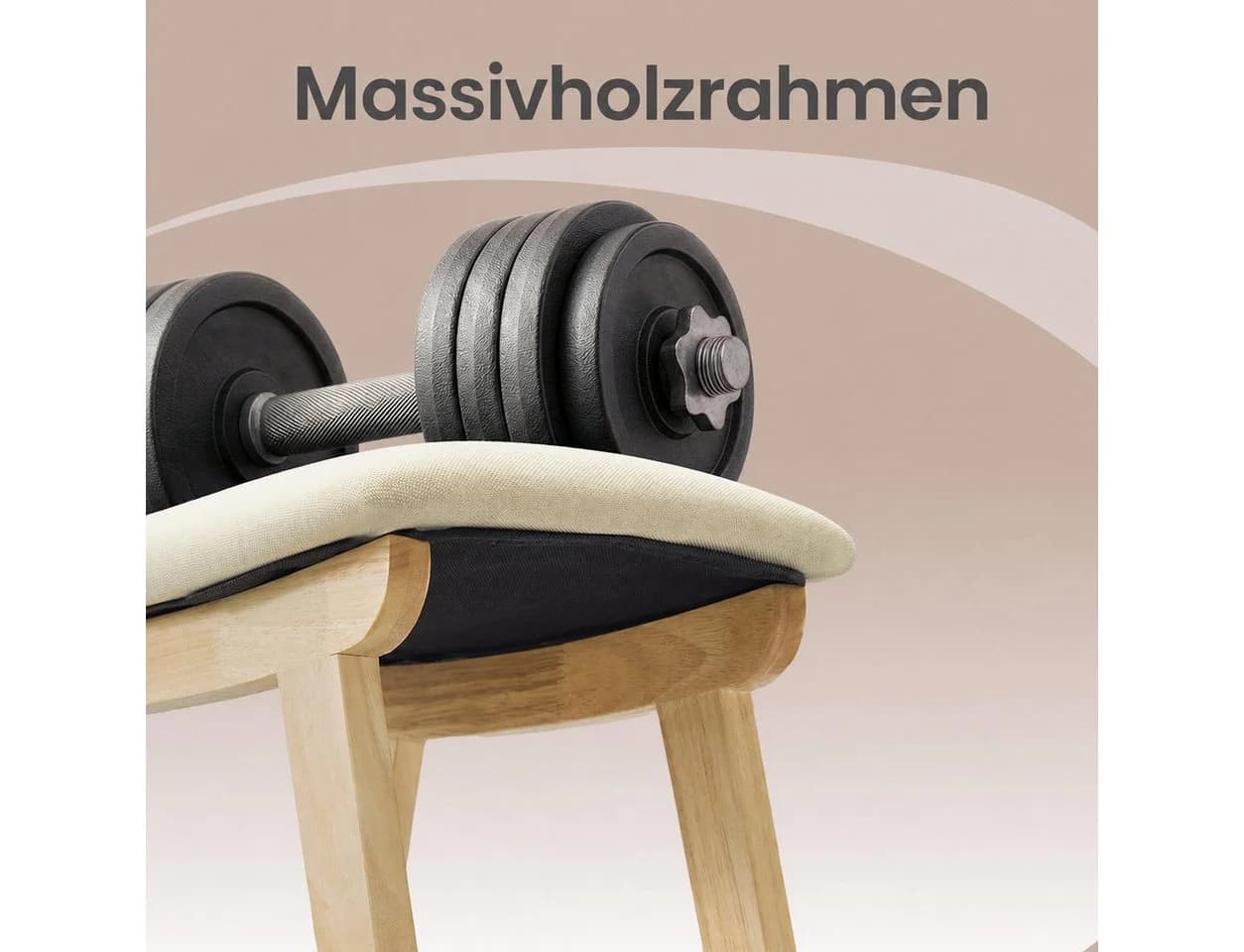 SONGMICS Sitzhocker Fußhocker Holzbank mit Waschbarem Bezug Hellmokkafarben - Bild 5