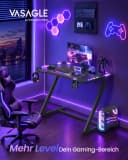 VASAGLE Gaming Tisch mit RGB Beleuchtung und Getränkehalter Bild 1