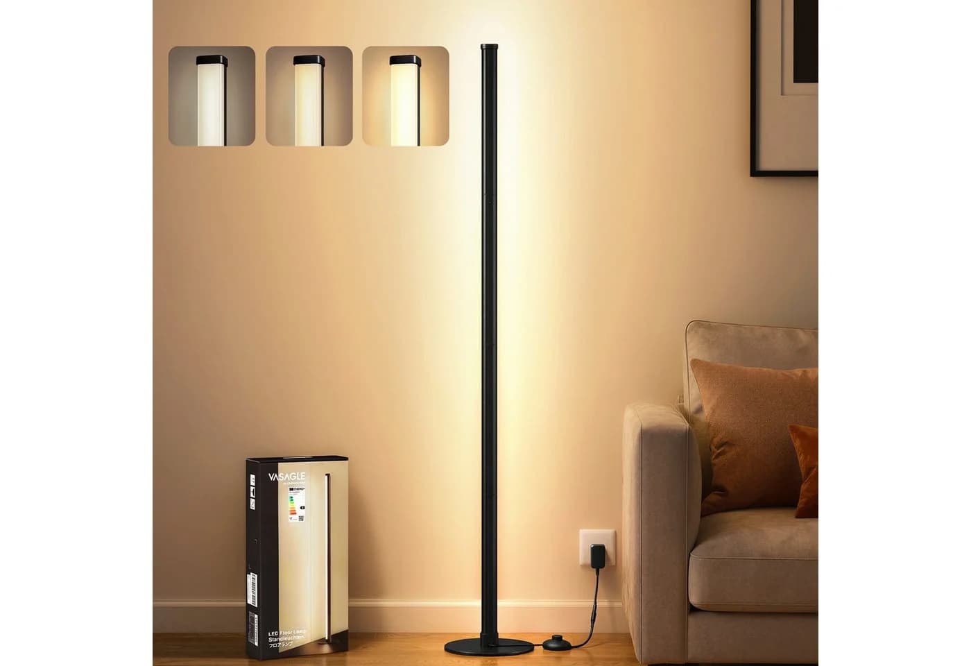 VASAGLE Stehlampe LED Dimmbar Schwarz 12W 1200LM - Bild 2