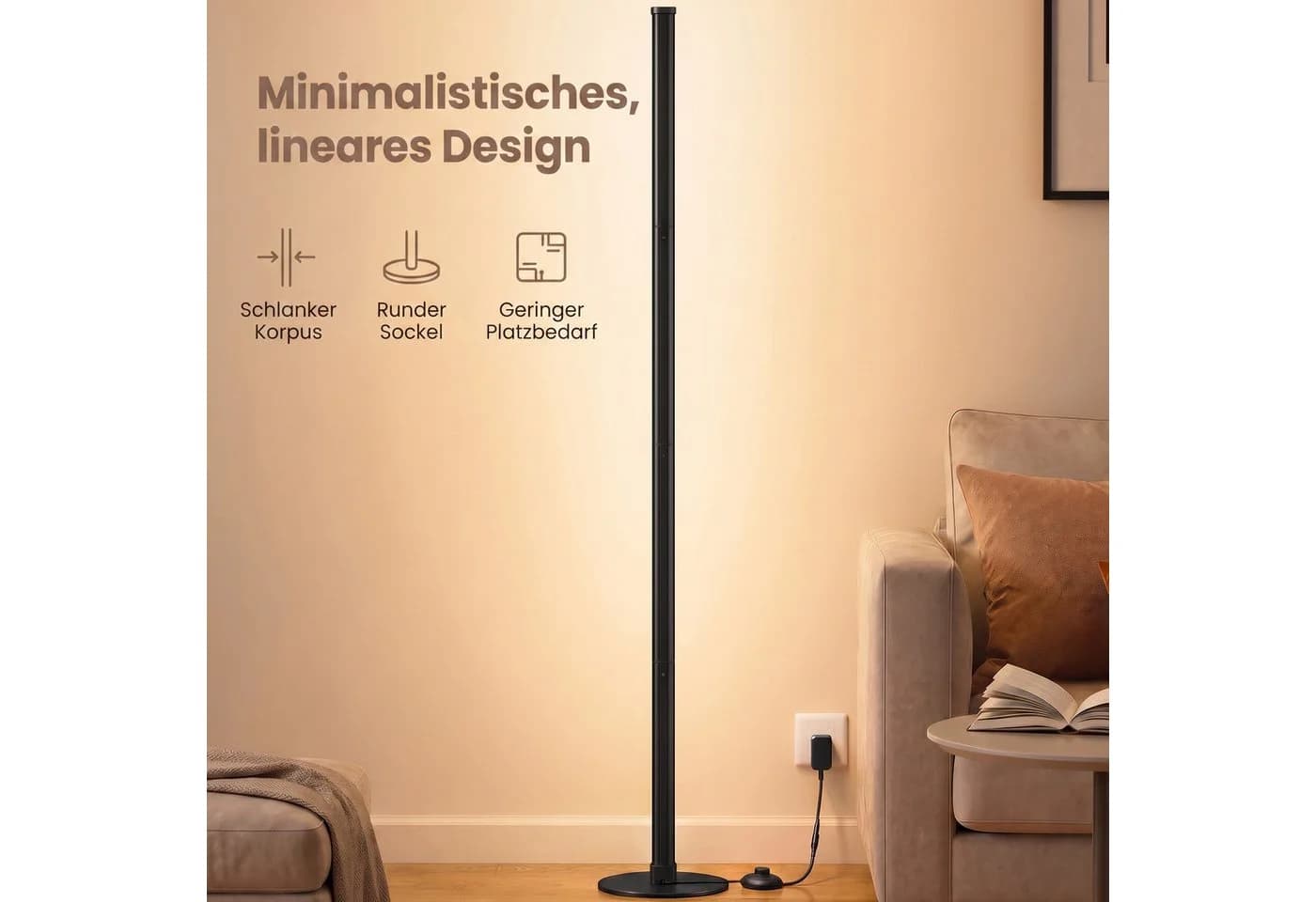 VASAGLE Stehlampe LED Dimmbar Schwarz 12W 1200LM - Bild 5