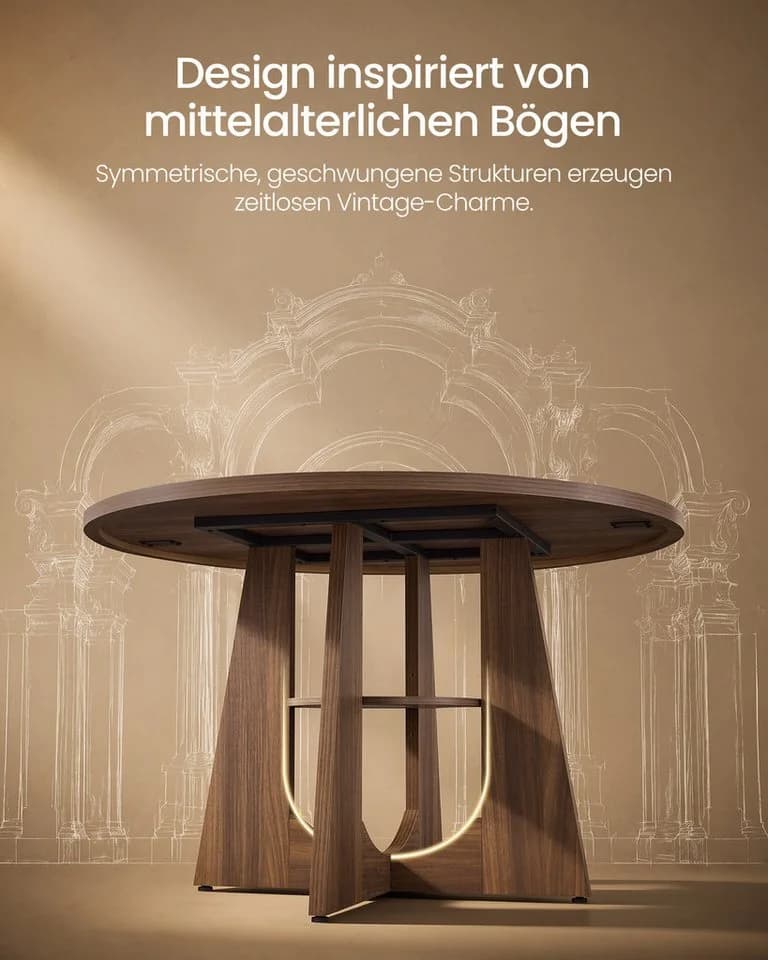VASAGLE Runder Esstisch Gelbbraun mit Pyramidenbasis - Bild 3