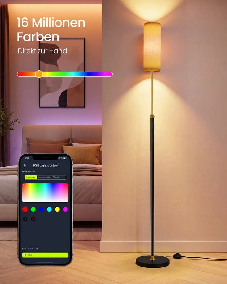 VASAGLE Stehlampe Schwarz höhenverstellbar LED App-Steuerung - Bild 3