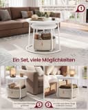 VASAGLE Couchtisch 2er Set rund Beige/Mattweiß mit Stauraum Bild 4