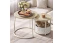 VASAGLE Couchtisch 2er Set rund Mattweiß/Beige mit Stauraum Bild 2