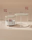 VASAGLE Couchtisch 2er Set rund Mattweiß/Beige mit Stauraum Bild 3