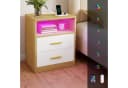VASAGLE Nachttisch mit LED & Ladestation, 2 Schubladen, 2x AC + USB Bild 1