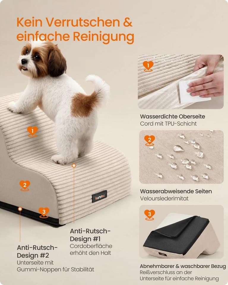 FEANDREA Haustiertreppe rutschfest waschbar für Bett - Bild 5