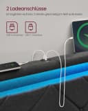 VASAGLE Polsterbett mit LED, USB, 4 Schubladen, grau/blau Bild 1