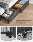 VASAGLE Polsterbett mit LED, USB, 4 Schubladen, grau/blau Bild 3