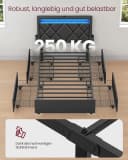 VASAGLE Polsterbett mit LED, USB, 4 Schubladen, grau/blau Bild 5
