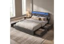 VASAGLE Polsterbett mit LED, USB & 4 Schubladen, 140x200 cm, Grau/Blau Bild 1