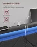 VASAGLE Polsterbett mit LED, USB, 4 Schubladen, inkl. Matratze grau/blau Bild 3