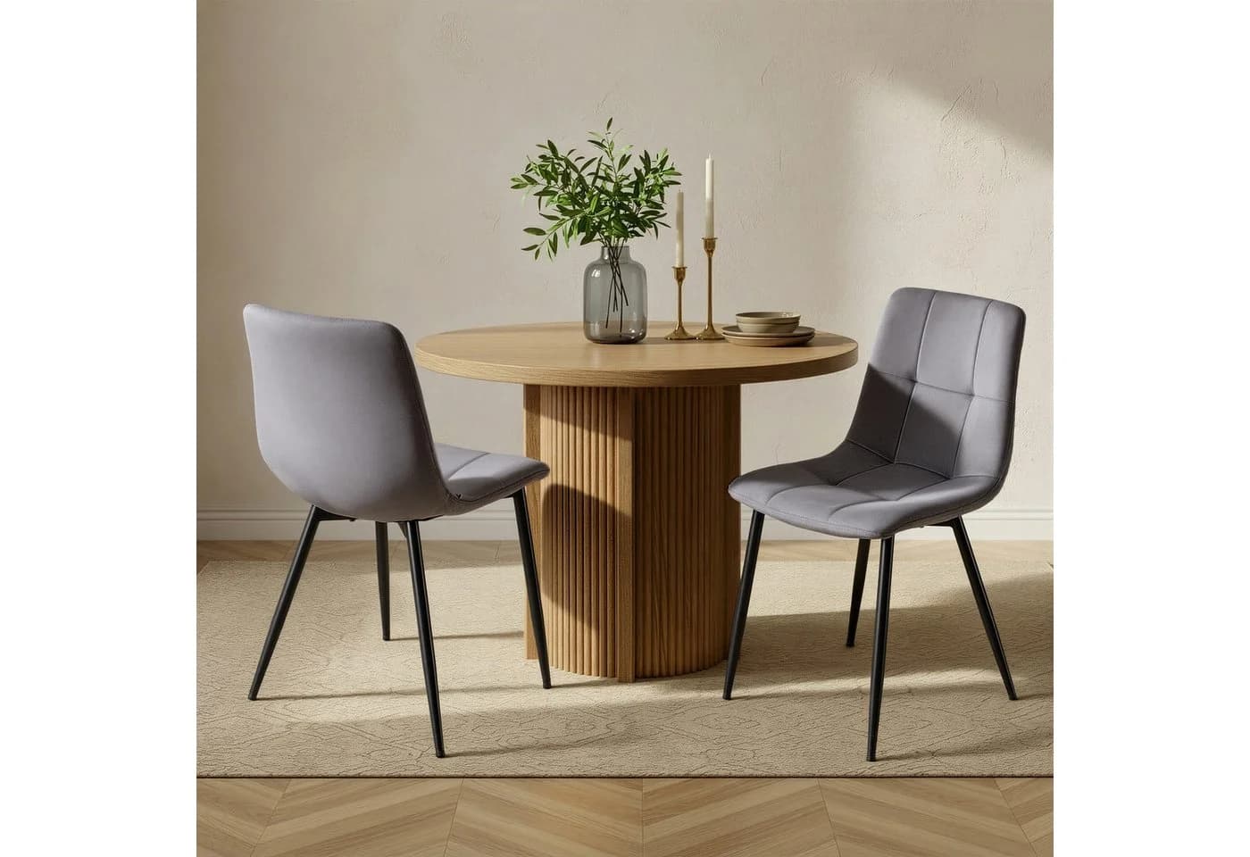 VASAGLE Esszimmerstuhl 360° Drehbar Grau Samt 6er Set - Bild 3