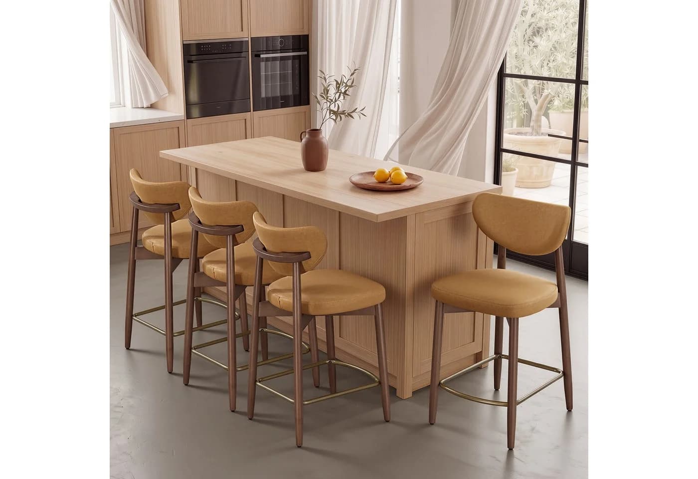 VASAGLE Barhocker 4er Set Massivholzbeine Mid-Century Modern - Bild 2