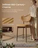 VASAGLE Barhocker 4er Set Massivholzbeine Mid-Century Modern Bild 3