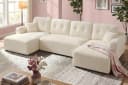 VASAGLE Wohnlandschaft U-Form 6-Sitzer Cord Sofa Weiß Bild 2