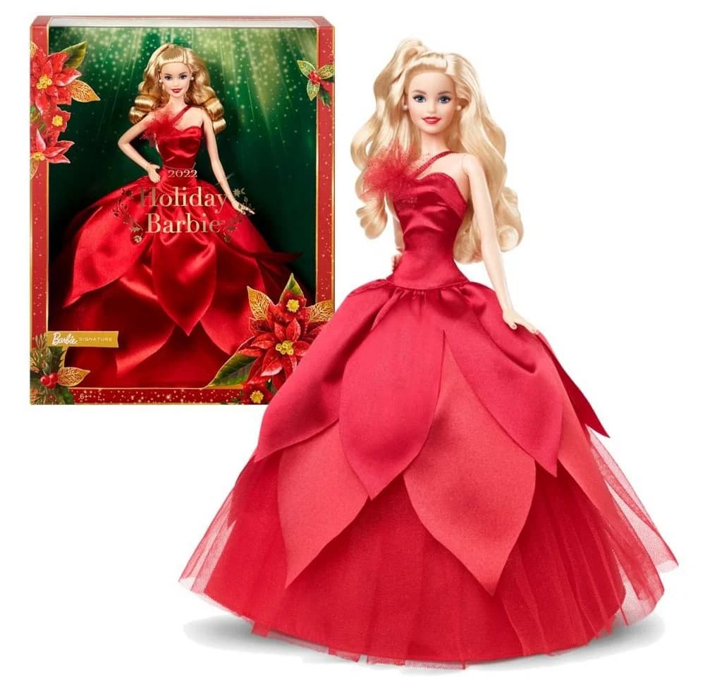 Elegante Anziehpuppe in Rot und Gold - Bild 2